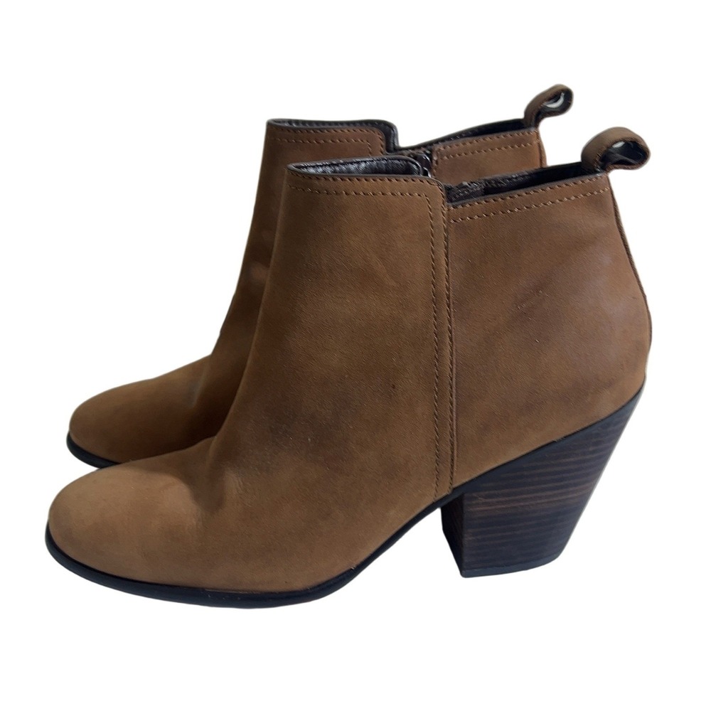 Cole Haan Grand.OS Suede Ankle Booties Solid Tan Western Block Heel Size 11B